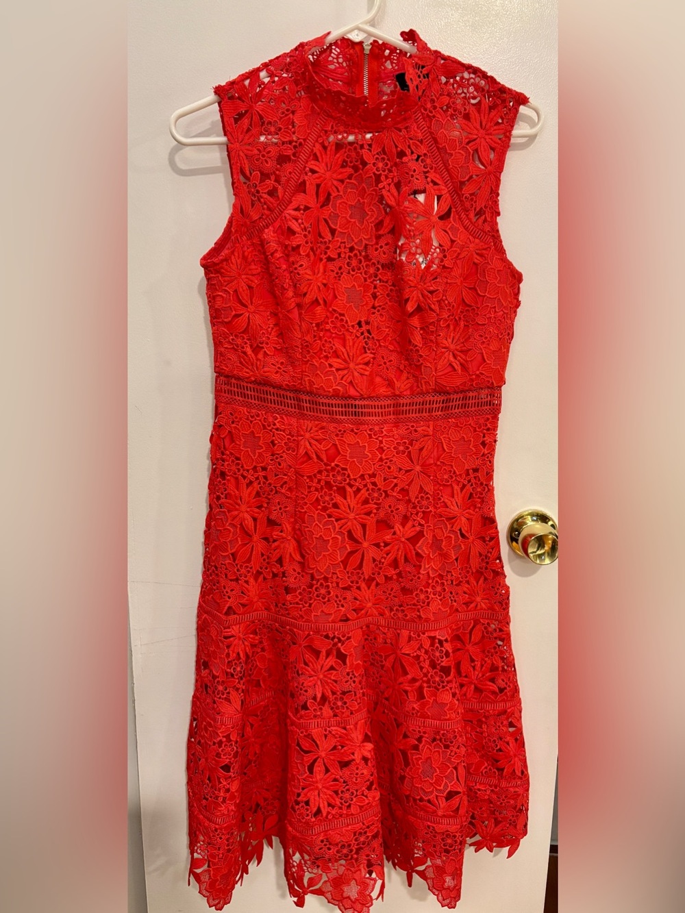 Bardot Elise Guipure Lace Fit & Flare Dress NWT Poppy Red Size 6